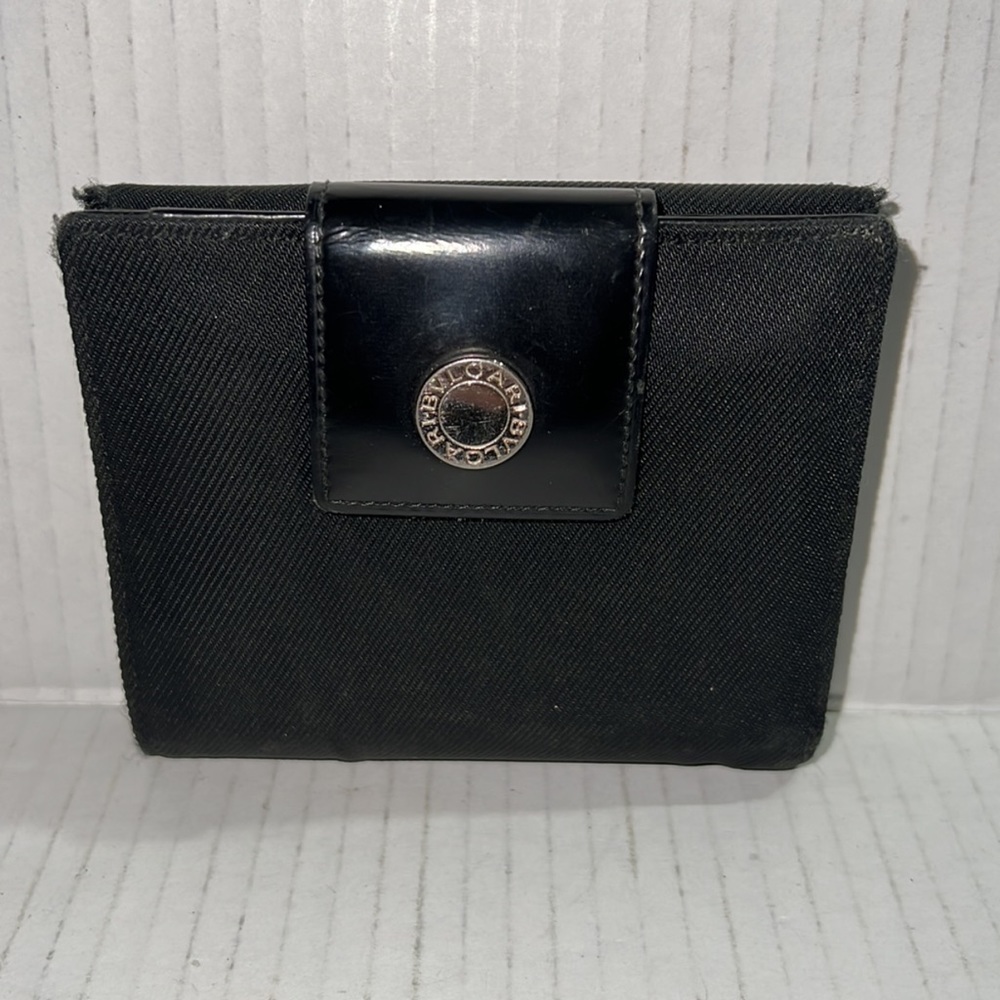 Authentic BVLGARI Black W Hook Logo Button Wallet
